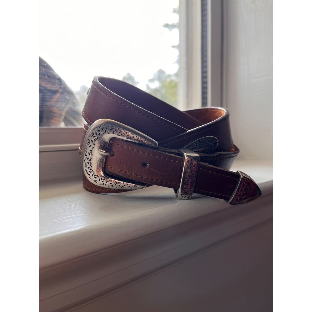 Men’s brown leather belt 42”-48”